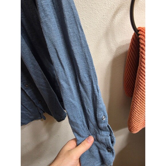 Luca Faloni Steel Blue Linen Jersey Long Sleeve Shirt S 100% Linen Made in Italy - Picture 3 of 6